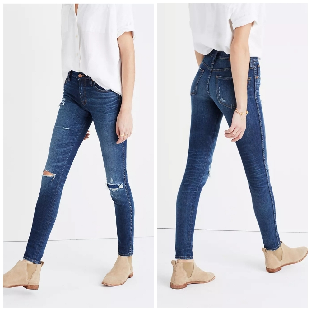 Madewell High-Rise Skinny Jeans Ripped Patched Edition Size 25
